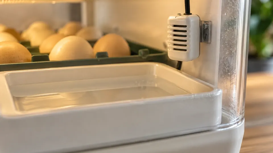 Bandeja de agua y sensor de humedad de una incubadora